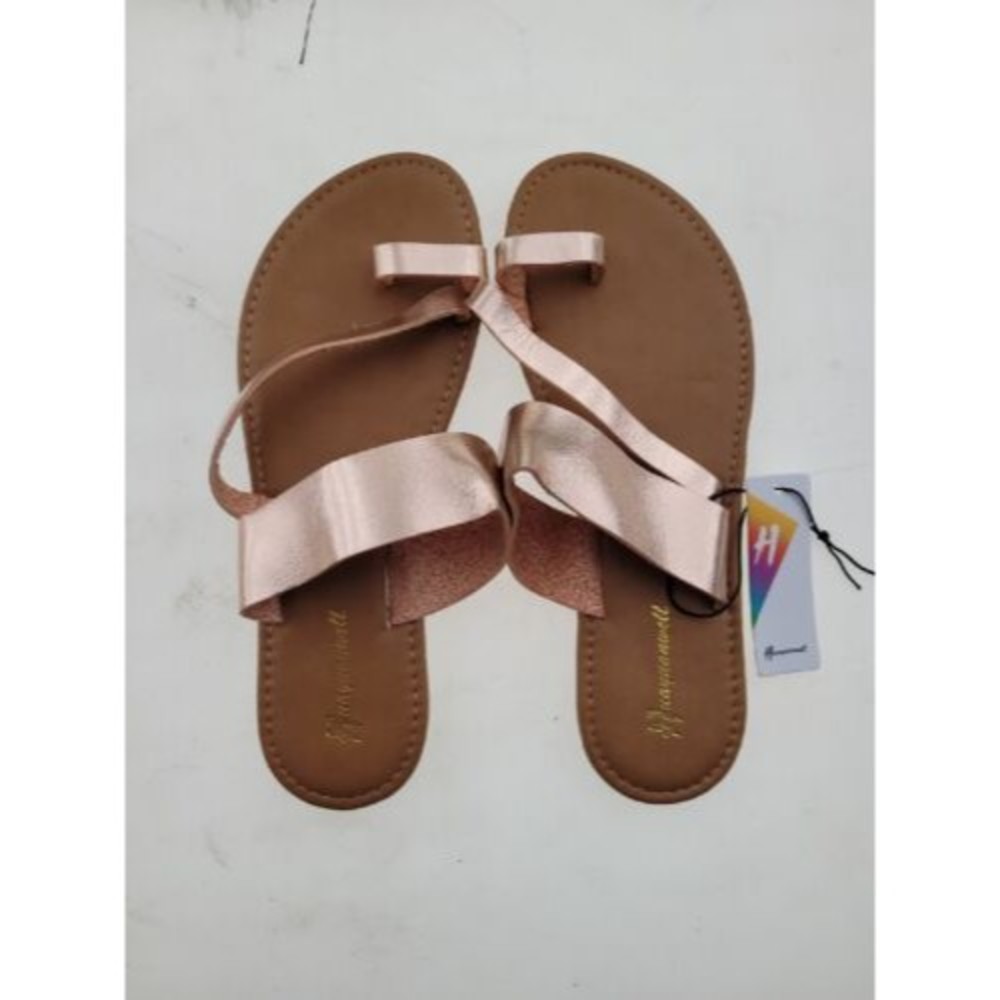 Women's Flat Sandals Summer Shoes Size 8 Rose Gold